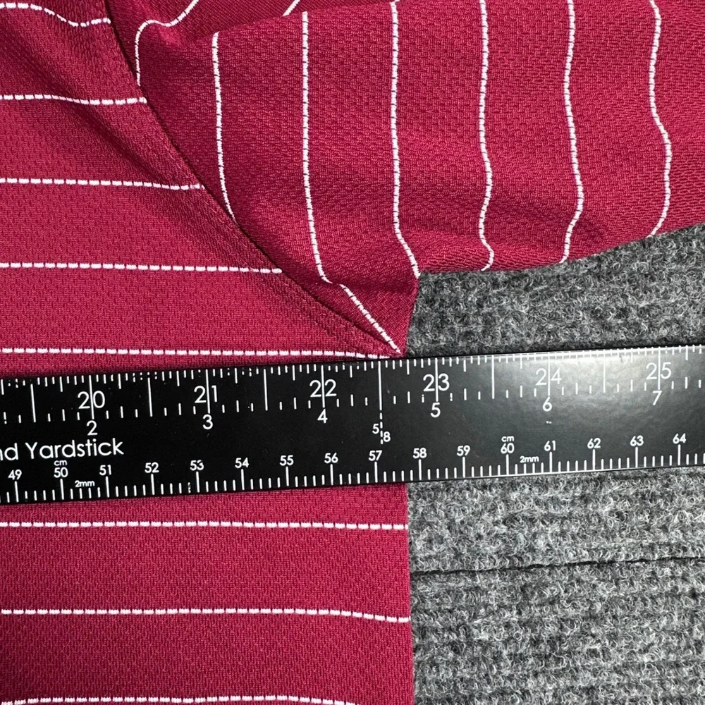 Nike Polo Shirt Mens L Large Red Striped Golf Short Sleeve Dri Fit 231584-642